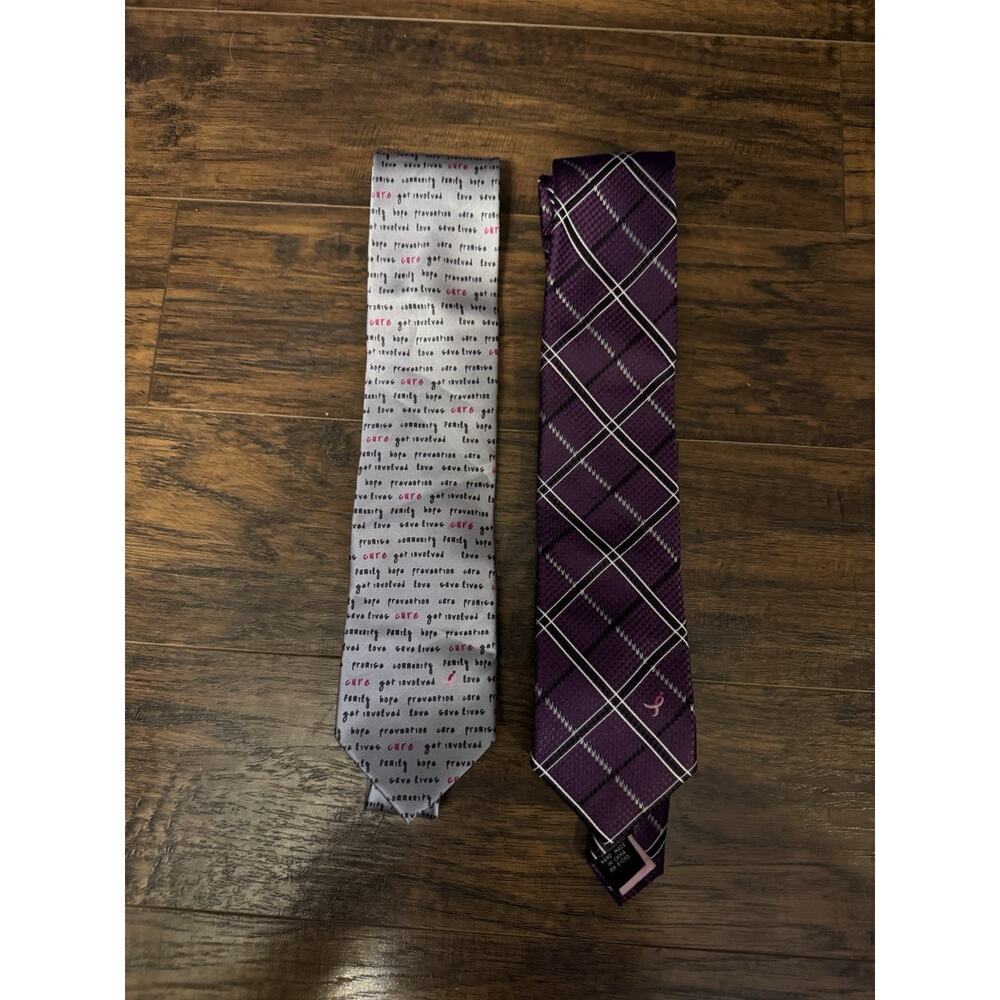 2 Knots For Hope Mens Neck Tie Breast Cancer Awareness Susan G. Komen